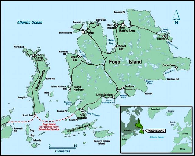 Fogo Island Map.